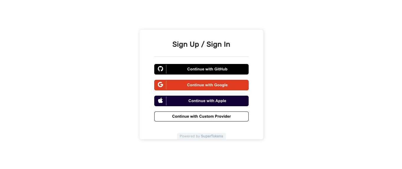 Sign in form UI for social login